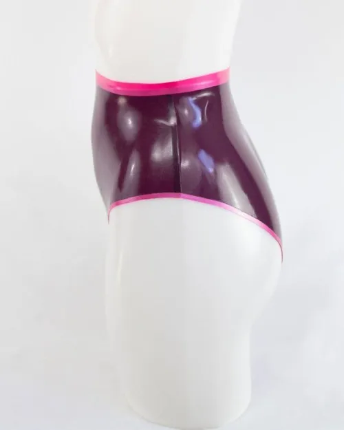 High-Waisted Latex Briefs - Retro Contrast Trim