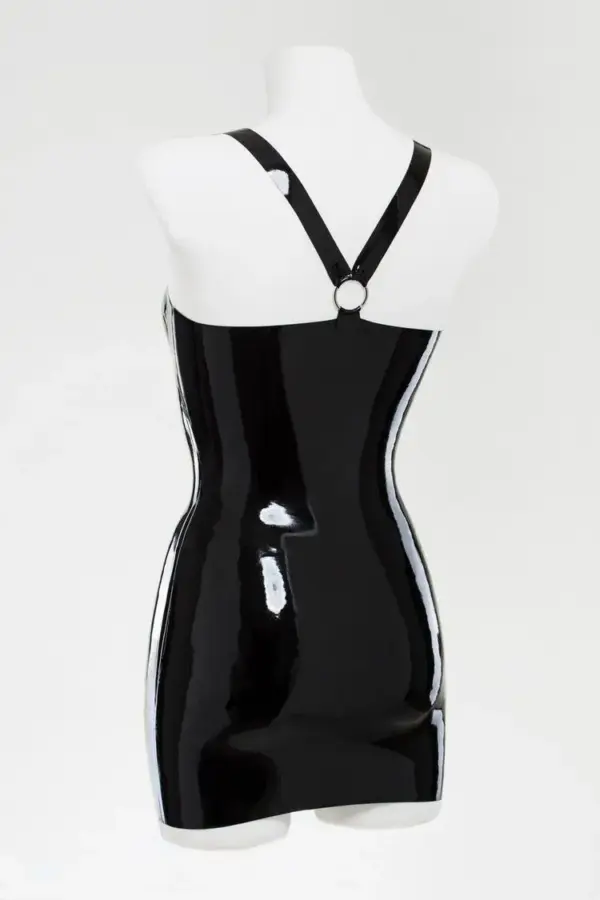 Black Latex Mini Dress - Molded Cups & O-Rings