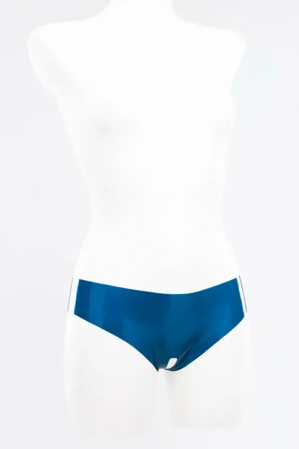 Latex Crotchless Panties – Open Crotch Metallic Blue Briefs