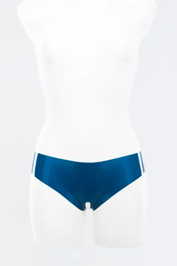 Latex Crotchless Panties – Open Crotch Metallic Blue Briefs