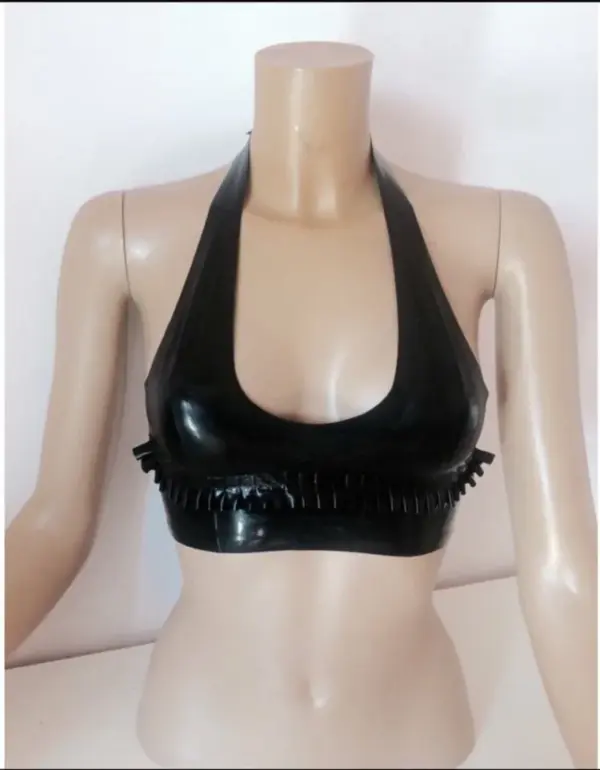 Latex Halterneck Top and Ruffle Panties Set – Sexy Two-Piece Latex Lingerie