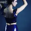 Sculpted Latex Ruffle Strap Top - Halter Style