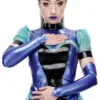 Premium Adele Latex Gauntlets - Pearlsheen Azur Blue
