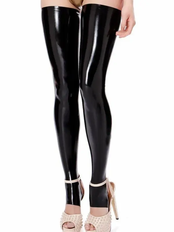 Toeless Basic Latex Stockings in Classic Black