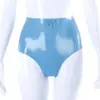 Sue Classic Latex Knickers with Front Bow – Light Blue High-Waist Design