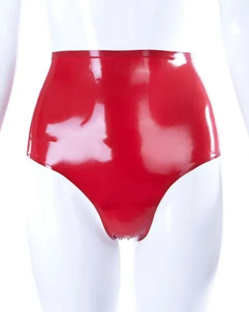 Sue High-Waist Classic Latex Knickers – Red Finish