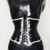 Luxe Black and White Latex Corset with Lace-Up Back and Stainless Steel Buckles