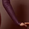 Glossy fully chlorinated fingerless latex sleeves with opera length and open hand design