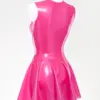 Fuchsia Latex Skater Dress - Metallic Fit & Flare