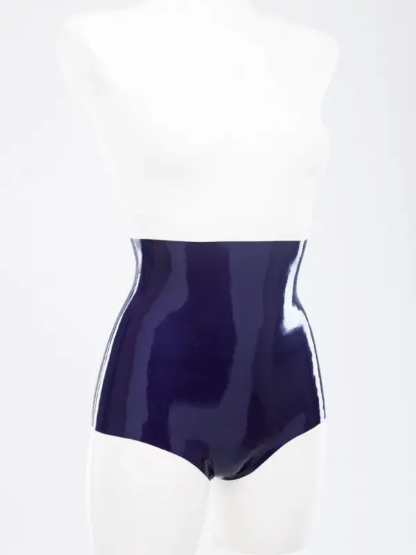 Slinky High-Waisted Latex Shorts – Metallic Purple Sculpting Fit