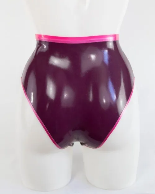 High-Waisted Latex Briefs - Retro Contrast Trim