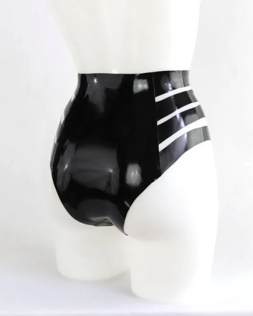 Latex Cutout Briefs - High-Waisted Strappy Design