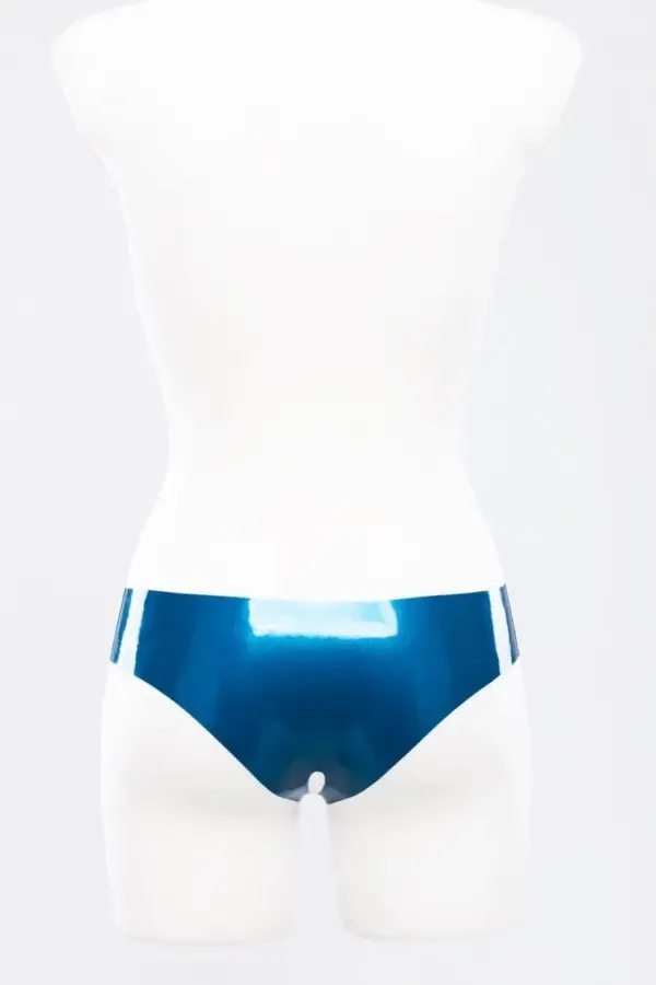 Latex Crotchless Panties – Open Crotch Metallic Blue Briefs
