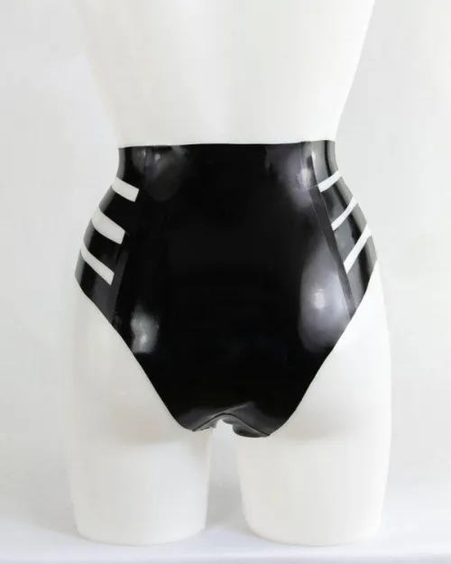Latex Cutout Briefs - High-Waisted Strappy Design