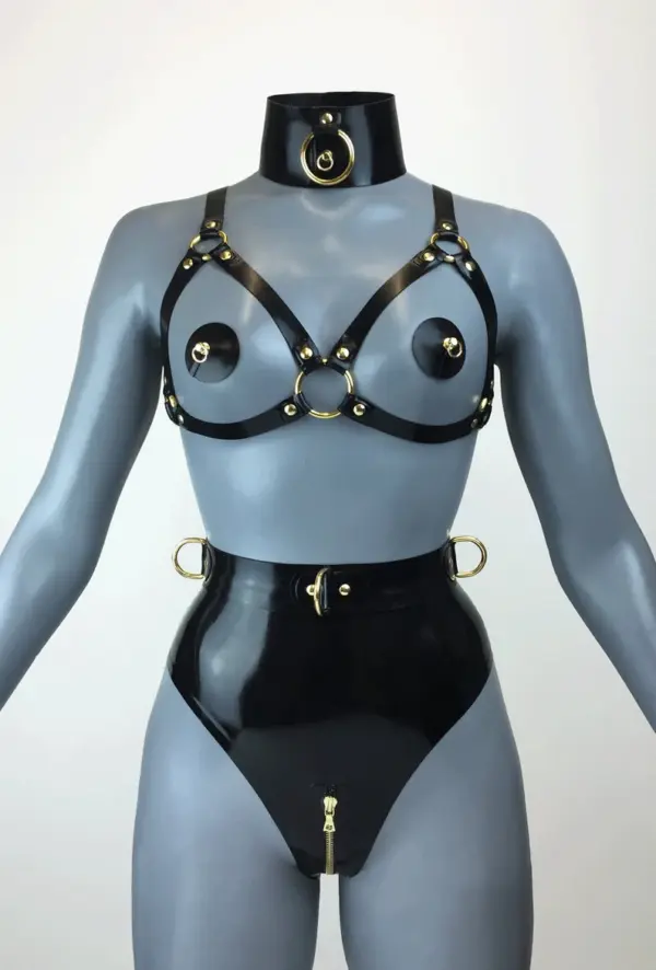 Latex Open Cup Cage Bra