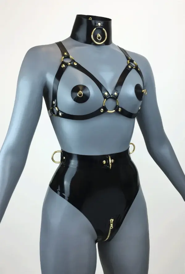 Latex Open Cup Cage Bra