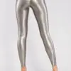 Silver Latex Leggings with Anatomic Cut and Belt
