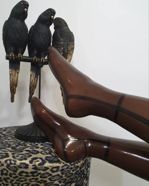 Classix Transparent Latex Stockings – Smoke Grey with Anti-Slip Band