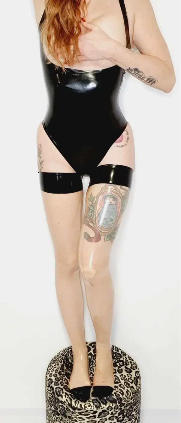 Transparent Latex Stockings - Black Seam Anti-Slip Design
