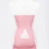 Baby Pink Latex Mini Dress with Molded Cups