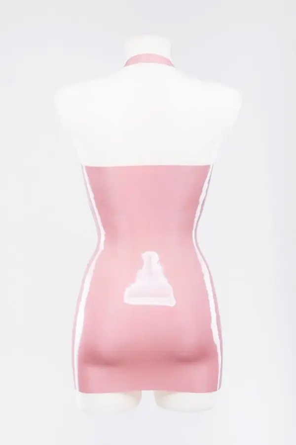 Baby Pink Latex Mini Dress with Molded Cups
