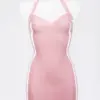 Baby Pink Latex Mini Dress with Molded Cups