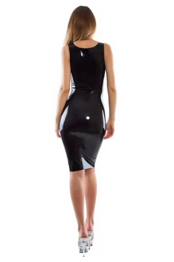 Sleeveless Rubber Pencil Dress back view