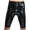 Men's Latex Cycle Shorts black rubber biker shorts front view