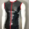Men's Latex Muscle Shirt black with red trim front view