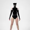 Latex Cat Mask with Open Mouth & Back Zipper