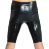 Mid-thigh latex shorts for men with seamed construction
