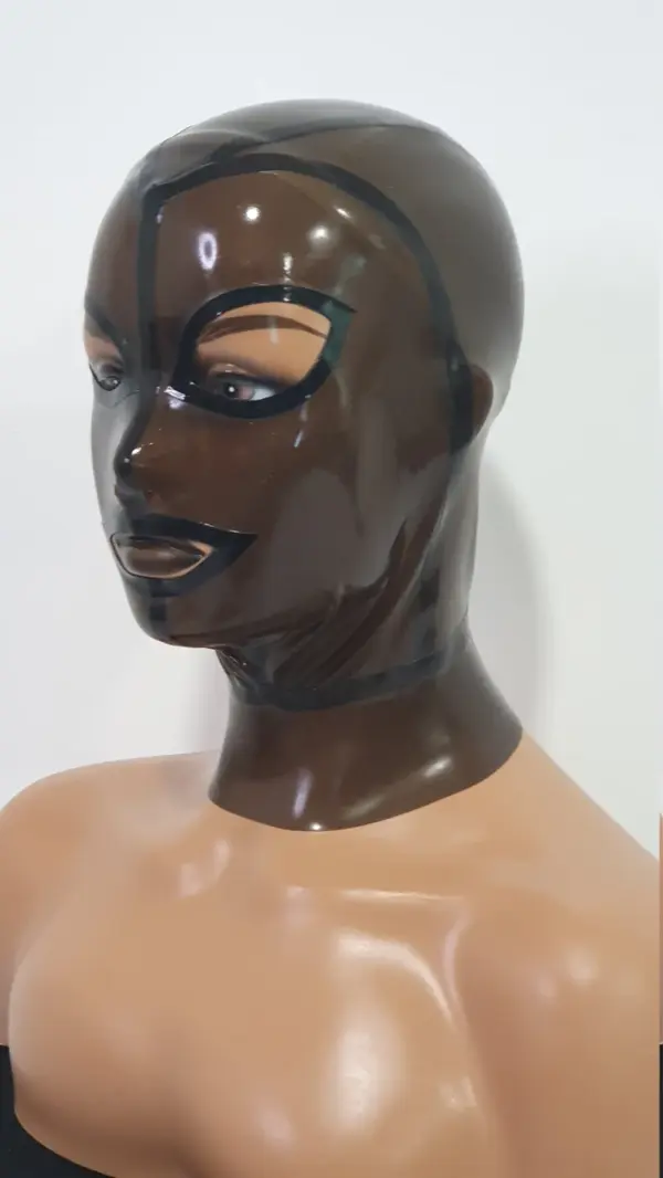 Smoke Transparent Latex Hood - Tear Eyes & Contrast Trim