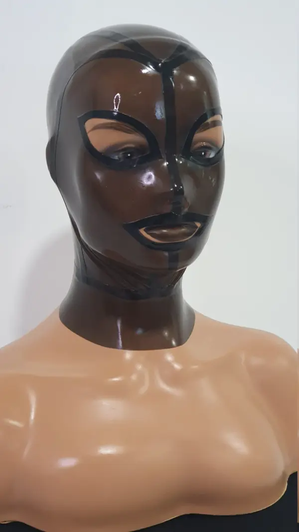 Smoke Transparent Latex Hood - Tear Eyes & Contrast Trim