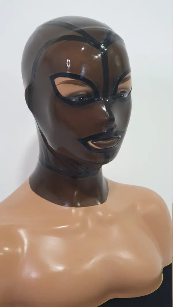 Smoke Transparent Latex Hood - Tear Eyes & Contrast Trim
