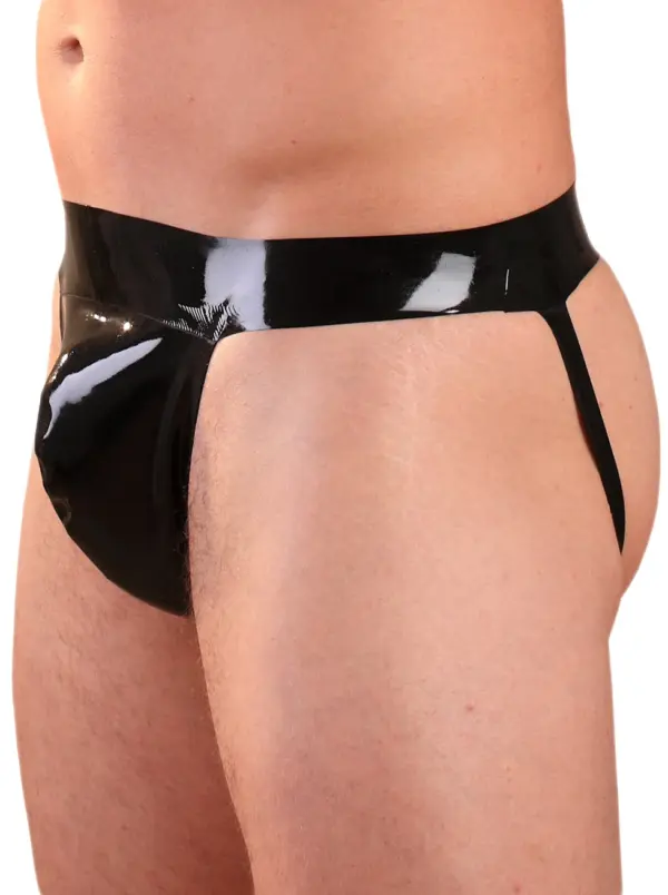Fetish jockstrap with wide waistband and seamed pouch fit