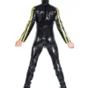 Black Rubber Suit with yellow sleeve accents back view