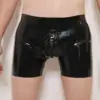 Men's Latex Boxer Shorts with front zip classic fit black