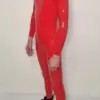 Luxe Red Latex Catsuit - 3D Contour & Dual Zip