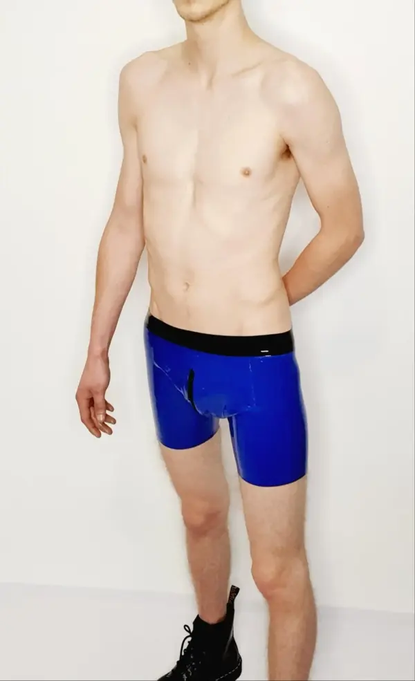 Men's Latex Boxer Shorts - Front-to-Back Zip (Venom Style)