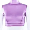 Sheer Lilac Latex Crop Top with High Neck and Back Zipper