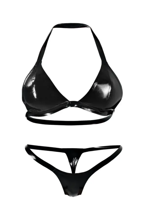 Seductive Latex Fetish Lingerie Set – Shiny BDSM Bra & Panty Duo