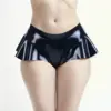 Ruffled Latex Skirted Panties black front view