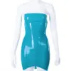 Bridget Strapless Latex Tube Dress – Vibrant Turquoise