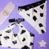 Playful Cow Print Latex Set - Collar & Cuffs Included