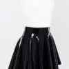 Mannequin wearing A-line rubber fetish skirt showing seamless no zipper fit