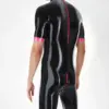 Short Sleeve Rubber Bodysuit black and pink back view