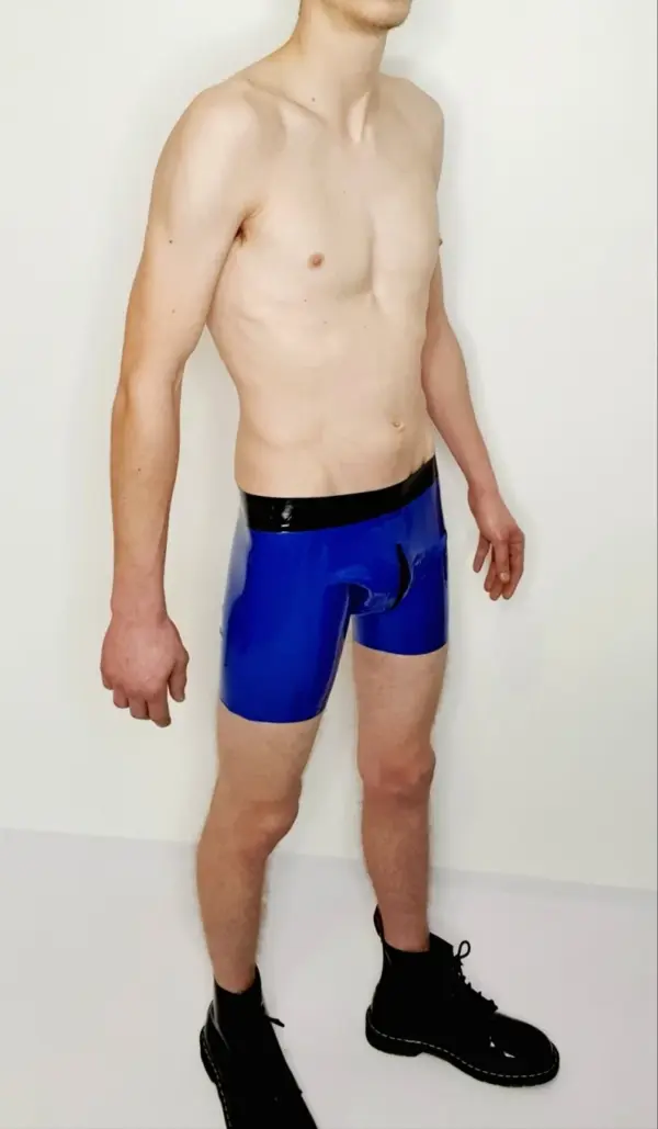 Men's Latex Boxer Shorts - Front-to-Back Zip (Venom Style)