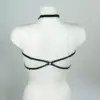 Adjustable strappy fetish top back view with buckle closure