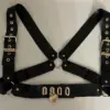 Heart shaped padlock fetish hardware on double layer rubber straps