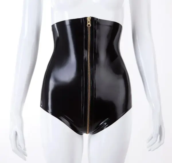 High Waist Latex Knickers with Full-Length Zip